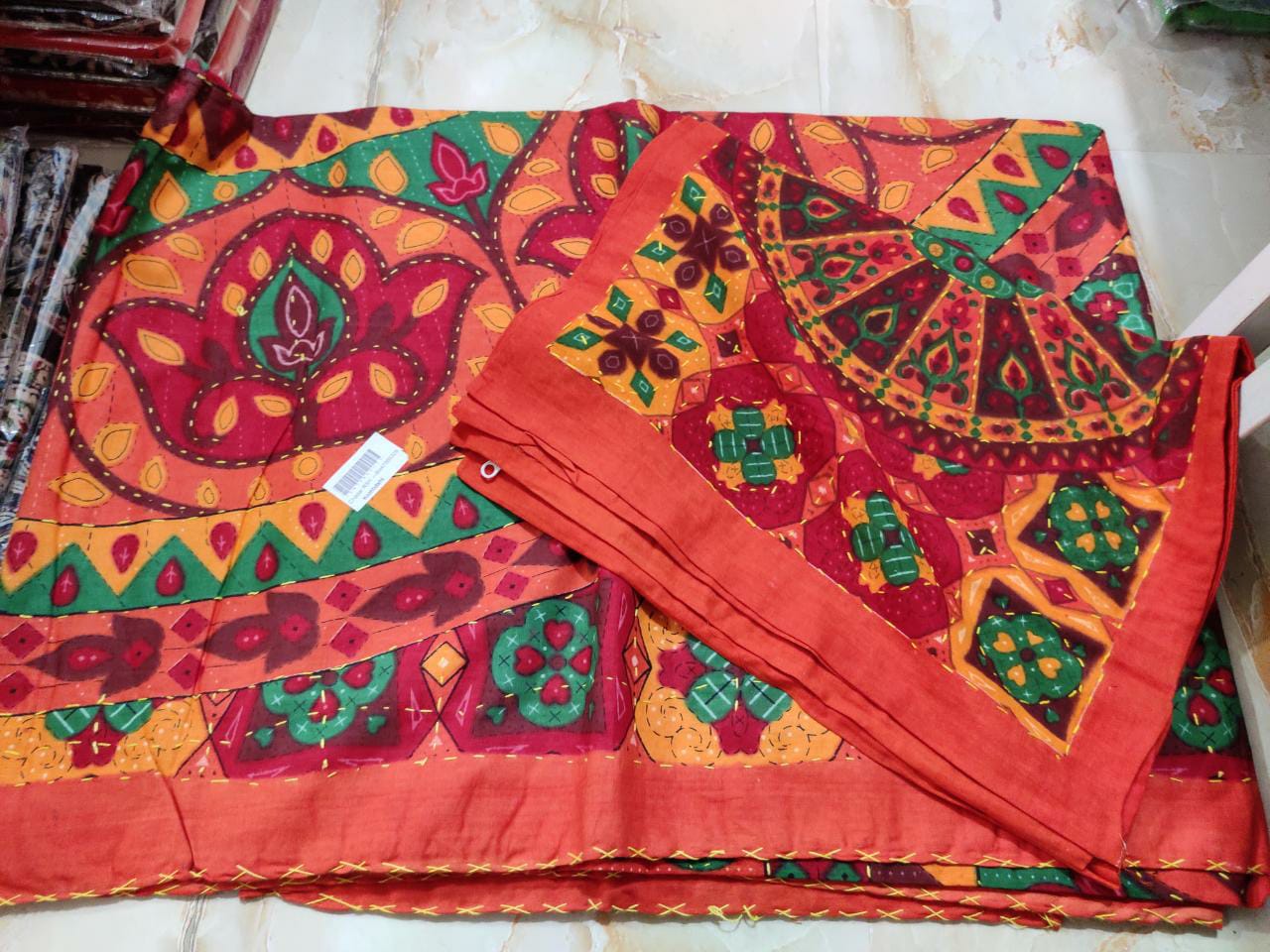 Jaipuri Kantha Stitched Bedsheet