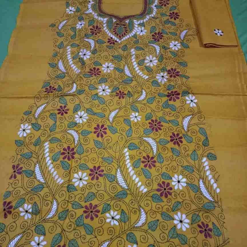 Kantha stitched dress material